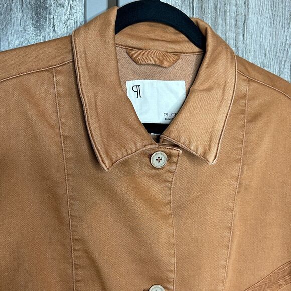 Anthropologie Pilcro Utility Jacket Medium Roll Sleeve Bomber Brown Camel - Picture 9 of 9
